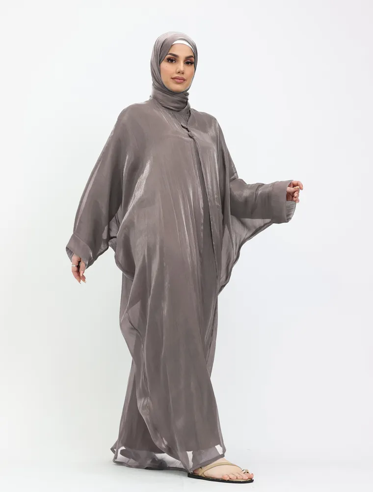 Mocha Organza Kimono Set